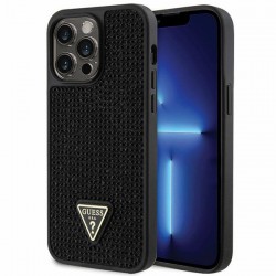 Guess iPhone 14 Pro Max Hülle Case Cover Strass Triangle Schwarz