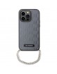 Karl Lagerfeld iPhone 14 Pro Case Saffiano Monogram Chain Silver