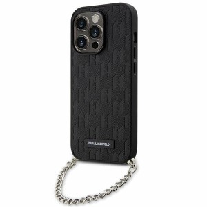 Karl Lagerfeld iPhone 14 Pro Case Saffiano Monogram Chain Black