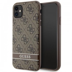 Guess iPhone 11 Case Cover 4G Stripe Brown