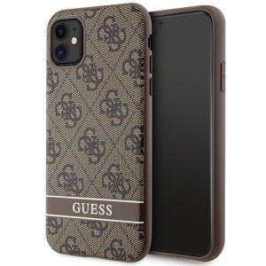 Guess iPhone 11 Hülle Case Cover 4G Stripe Braun