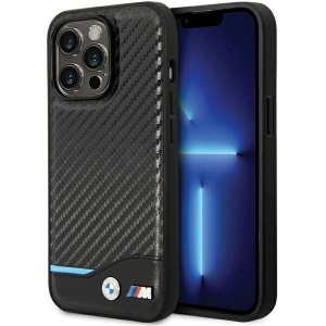 BMW iPhone 13 Pro Case Cover M Power Carbon Leather Black