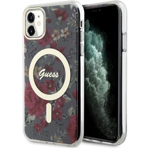 Guess iPhone 11 Hülle Case Cover MagSafe Flower Grün