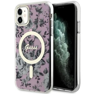 Guess iPhone 11 Hülle Case Cover MagSafe Flower Rosa Pink