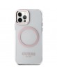 Guess iPhone 12 / 12 Pro Magsafe Hülle Case Metal Outline Rosa Pink