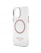 Guess iPhone 12 / 12 Pro Magsafe Case Metal Outline Pink