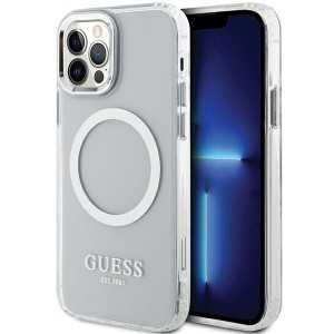 Guess iPhone 12 / 12 Pro Magsafe Case Metal Outline Silver