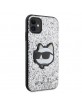 Karl Lagerfeld iPhone 11 Hülle Case Glitter Choupette Patch Silber