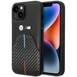BMW iPhone 14 Case Cover M Power Carbon Tricolor Stripe Black