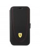 Ferrari iPhone 13 Pro Book Case Perforated Curved Line Black