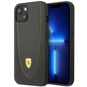 Ferrari iPhone 13 Case Cover Perforated Leather Black