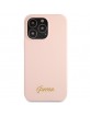 Guess iPhone 13 Pro Max Hülle Case Cover Silikon Vintage Logo Rosa Pink