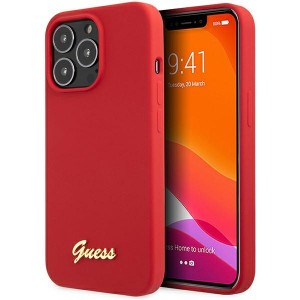 Guess iPhone 13 Pro Max Hülle Case Cover Silikon Vintage Logo Rot