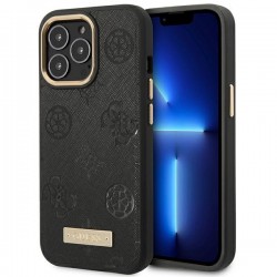 Guess iPhone 14 Pro Max Case Cover MagSafe Peony 4G Saffiano Black