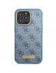 Guess iPhone 14 Pro Max Hülle Case Cover MagSafe 4G Logo Saffiano Blau