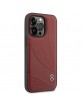 Mercedes iPhone 14 Pro Case Cover Wave Patern Leather Red