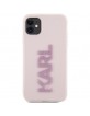 Karl Lagerfeld iPhone 11 Hülle Case Cover Silikon 3D Rubber Glitter Logo Rosa Pink