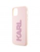 Karl Lagerfeld iPhone 11 Hülle Case Cover Silikon 3D Rubber Glitter Logo Rosa Pink