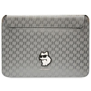 Karl Lagerfeld Notebook Tablet Tasche 14" Saffiano Monogramm Choupette Silber