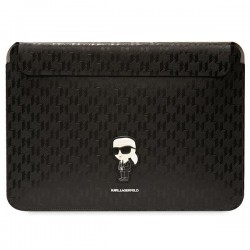 Karl Lagerfeld Notebook Tablet Bag 14" Saffiano Monogram Ikonik Black