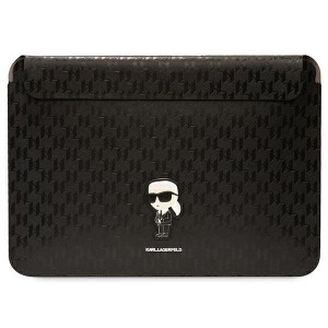 Karl Lagerfeld Notebook Tablet Tasche 14" Saffiano Monogramm Ikonik Schwarz