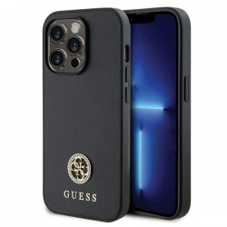 Guess iPhone 14 Pro Max Hülle Case Cover 4G Strass Metall Logo Schwarz