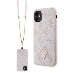 Guess iPhone 11 Case Cover 4G Logo Strap Chain Pink