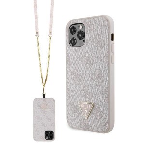 Guess iPhone 12 / 12 Pro Case Cover 4G Logo Strap Chain Pink