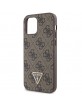 Guess iPhone 12 / 12 Pro Case Cover 4G Logo Strap Chain Brown