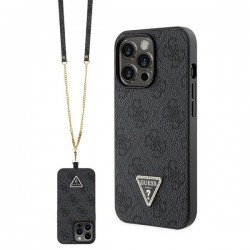Guess iPhone 13 Pro Case Cover 4G Logo Strap Chain Black