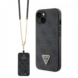 Guess iPhone 13 / 14 / 15 Case Cover 4G Logo Strap Chain Black