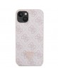 Guess iPhone 13 / 14 / 15 Hülle Case Cover 4G Logo Strap Kette Rosa