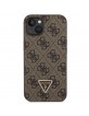 Guess iPhone 13 / 14 / 15 Case Cover 4G Logo Strap Chain Brown