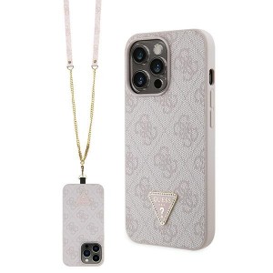 Guess iPhone 13 Pro Max Hülle Case Cover 4G Logo Strap Kette Rosa