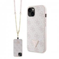 Guess iPhone 14 Case Cover 4G Logo Strap Chain Pink