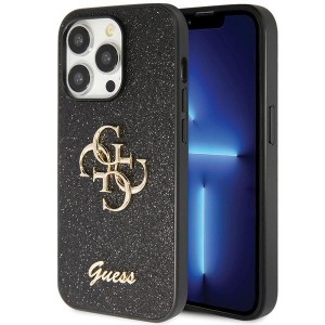 Guess iPhone 14 Pro Max Case Cover Glitter Script Big 4G Black