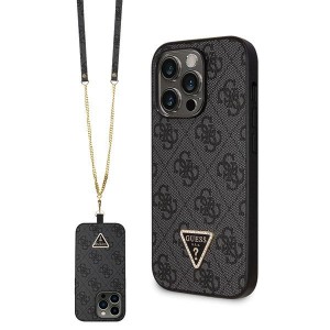 Guess iPhone 14 Pro Max Case Cover 4G Logo Strap Chain Black