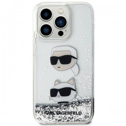Karl Lagerfeld iPhone 11 Case Liquid Glitter Karl Choupette Head Silver