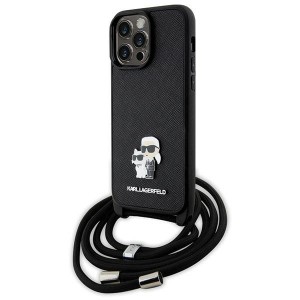 Karl Lagerfeld iPhone 14 Pro Max Case Metal Karl Choupette Black