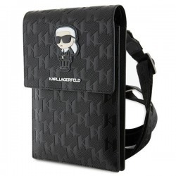 Karl Lagerfeld Smartphone Tasche Saffiano Monogram Ikonik Schwarz