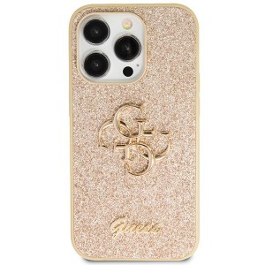 Guess iPhone 13 Pro Hülle Case Cover Glitter Script Big 4G Gold