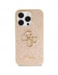 Guess iPhone 14 Pro Case Cover Glitter Script Big 4G Gold