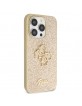 Guess iPhone 14 Pro Hülle Case Cover Glitter Script Big 4G Gold