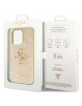 Guess iPhone 14 Pro Hülle Case Cover Glitter Script Big 4G Gold