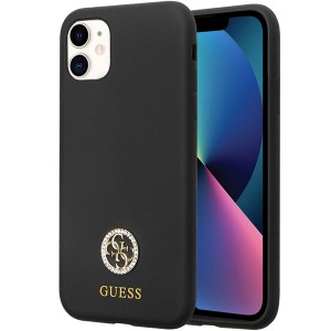 Guess iPhone 11 Hülle Case Cover 4G Strass Logo Silikon Schwarz