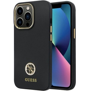 Guess iPhone 13 Pro Max Hülle Case Cover 4G Strass Logo Silikon Schwarz