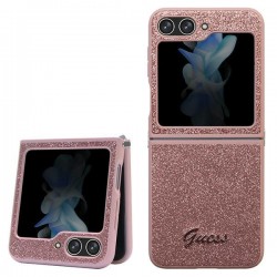 Guess Samsung Z Flip5 Hülle Case Cover Glitter Script Rosa Pink