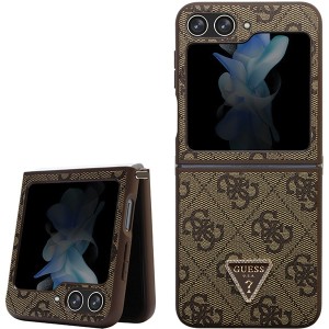 Guess Samsung Z Flip5 Case Cover 4G Diamond Triangle Brown