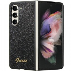 Guess Samsung Z Fold5 Hülle Case Cover Glitter Script Schwarz