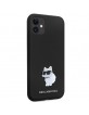 Karl Lagerfeld iPhone 11 Hülle Case Silikon Metal Pin Choupette Schwarz